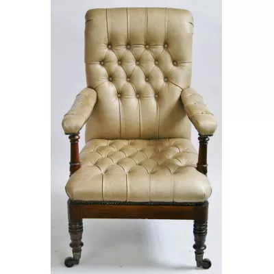 George IV Antiker Englischer geknöpfter Mahagoni Leder Sessel ca. 1820
