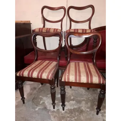 Viktorianisches Antikes Englisches Set von 4 Esszimmer Stühlen ca. 1860