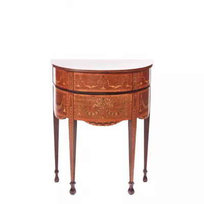 Edwardianischer Antiker Englischer Mahagoni Demi-Lune Beistelltisch ca. 1900