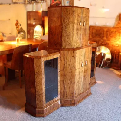 Art deco Antiker Englischer verglaster Cocktailschrank ca. 1930