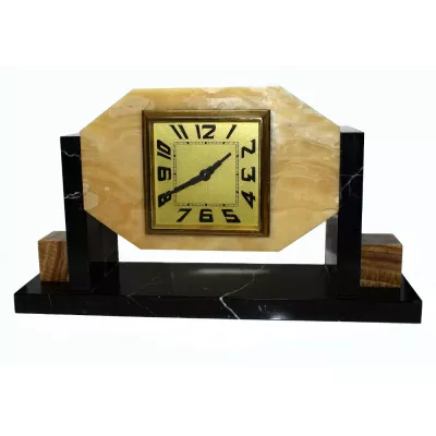 Französische Antike Mamor Art-Deco Uhr ca. 1930