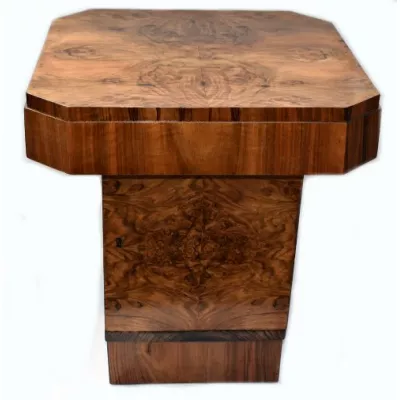 Antiker Englischer Art Deco Nussbaum Tisch ca. 1930
