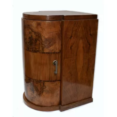 Art deco Antiker Englischer Nussbaum Bogenfront Schrank ca. 1930