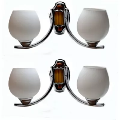 Antikes Englisches Art Deco Paar Doppel Wandleuchte ca. 1930