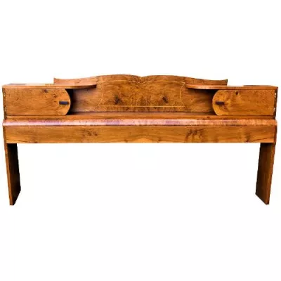 Englisches Antikes Art Deco Nussbaum Bett Kopfteill ca. 1930