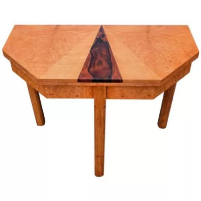 Englischer Antiker Art Deco ausklappbarer Nussbaum Tisch ca. 1930