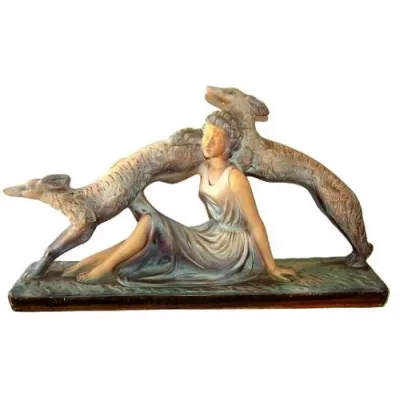Französische Antike Art Deco Frauen Figur ca. 1930