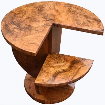 Antiker Art Deco Nussbaum Beistelltisch französisch by H. Geneste 1930