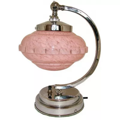 Antike Art Deco Screibtischlampe Glas Chrom ca 1930