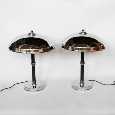 Antike Art Deco Tischlampen Chrom Bakelit englisch ca 1930