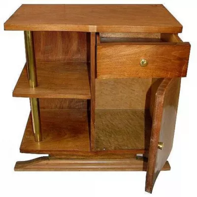 Art Deco Nussbaum Beistelltisch Regal antik ca 1930