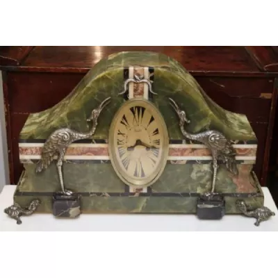Französische Art Deco Kaminuhr Onyx antik 1920-30