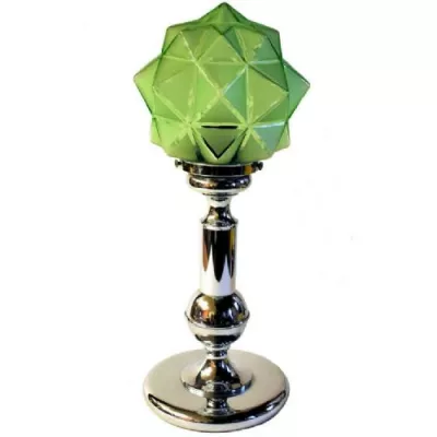 Art Deco Glas Chrom Tischlampe antik ca 1930