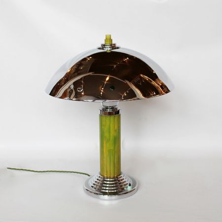 Antike Art Deco Tischlampe Chrom Bakelit englisch ca 1930