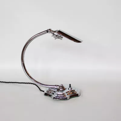 Antike Art Deco Chrom Schreibtischlampe englisch ca 1930