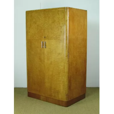 Antiker englischer Art Deco Ahorn Kleiderschrank ca 1930