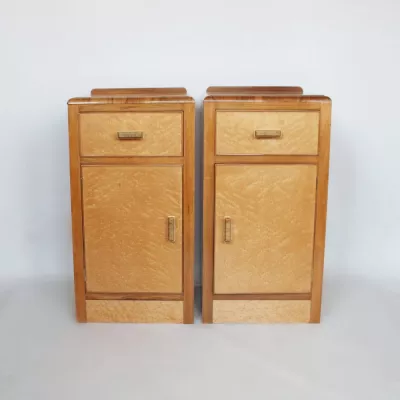 Antike Art Deco Nachttische Ahorn Nussbaum Beistelltische englisch ca 1930