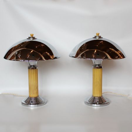Antike Art Deco Tischlampen Bakelit Chrom englisch ca 1930