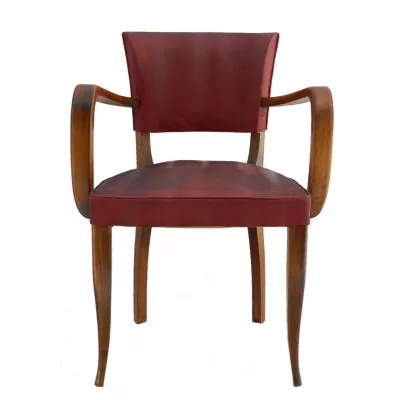 Französischer Art Deco Stuhl Küchenstuhl antik Leder ca. 1930