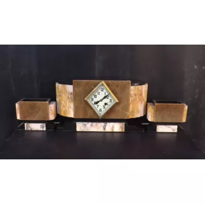 Antike Art Deco Kaminuhr Marmor englisch ca 1920