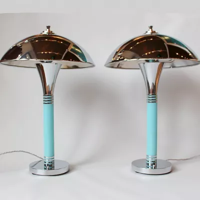Antike Art Deco Tischlampen Chrom ca 1930