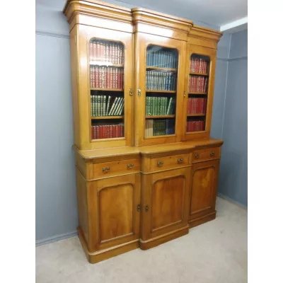 Viktorianisches Englisches Antikes Mahagoni Breakfront Bücherregal ca. 1880