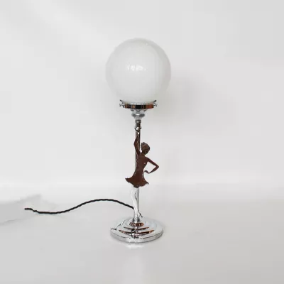 Art Deco Englische Antike Chrom Tischlampe ca. 1930
