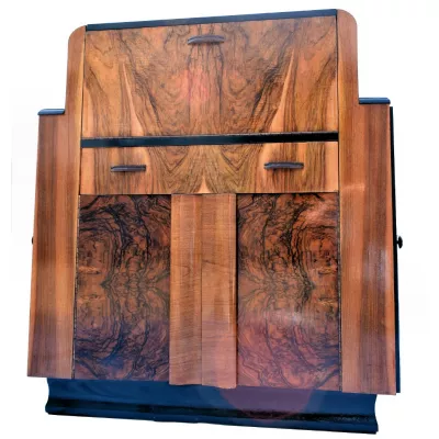 Art Deco Antiker Englischer Nussbaum Sekretär ca. 1930