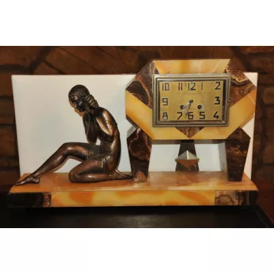 Art deco Englische Antike Spalter Marmor Uhr ca. 1930
