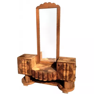 Antiker Art Deco Englischer Nussbaum Spiegel ca. 1930