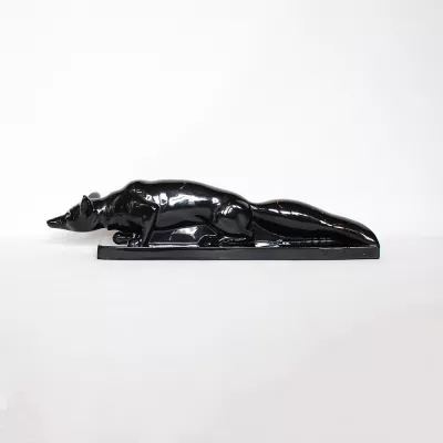 Französischer Antiker Art Deco Keramik Fuchs von Le Manceau ca. 1930