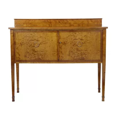  Art Deco Englisches Antikes Birken Sideboard ca. 1930