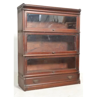 Edwardianisches Englisches Antikes Mahagoni Globe Wernicke Bücherregal ca. 1900