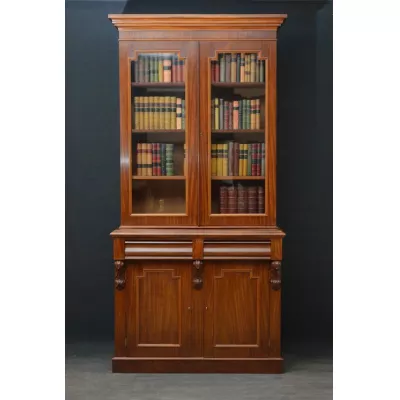 Antiker Viktorianischer Mahagoni Bücherschrank ca. 1870