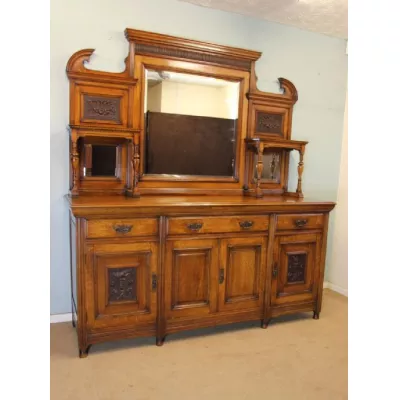 Antikes viktorianisches Sideboard Eiche Spiegel englisch ca 1890