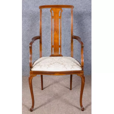 Edwardianischer Englischer Antiker Mahagoni Stuhl mit Armlehne ca. 1900