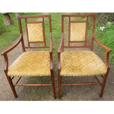 Antikes Englisches Edwardianisches Paar Mahagoni Stühle ca. 1900