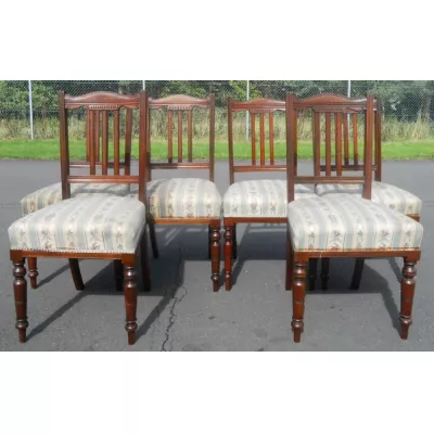 Edwardianisches Antikes Englisches Set Mahagoni Esszimmerstühle ca. 1890