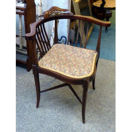 Edwardianischer Antiker Englischer Mahagoni Eckstuhl chair