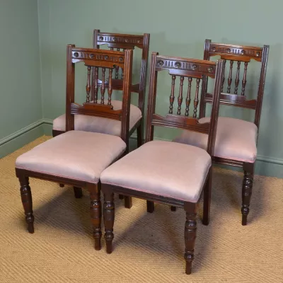 Viktorianisches Antikes Englisches Set Nussbaum Esszimmerstühle ca. 1880