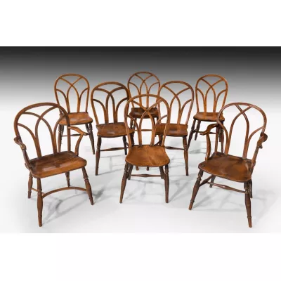 Antike gotische Windsor Stühle Esche Ulme Buche englisch ca 1810