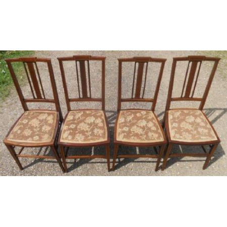 4 Edwardianische Antike Englische Mahagoni Salon Stühle ca. 1900