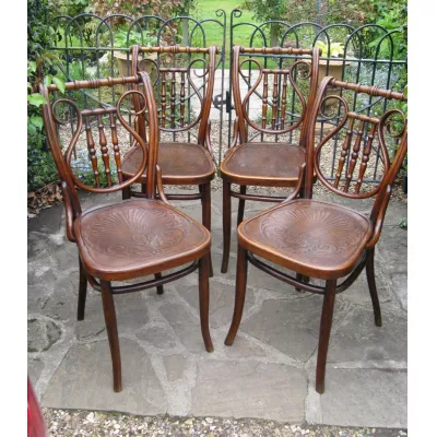 4 Englische Antike Bugholz Stühle ca. 1900