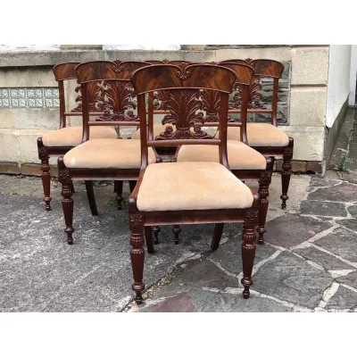 6 Antike Englische Mahagoni Esszimmerstühle ca. 19. JH.