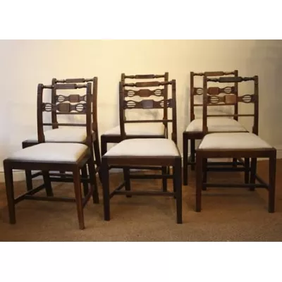 6 Antike Englische Mahagoni Stühle ca. 1800