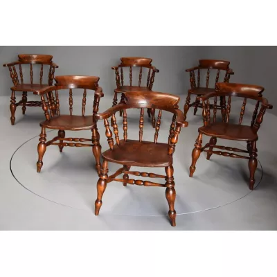 6 Englische Antike Ulmen Windsor Stühle ca. 1860