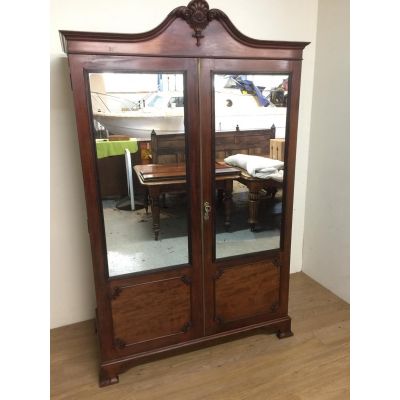 Edwardianischer Antiker Englischer Mahagoni Kleiderschrank ca. 1910