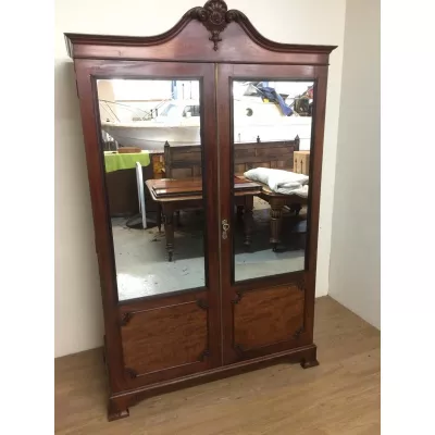 Edwardianischer Antiker Englischer Mahagoni Kleiderschrank ca. 1910