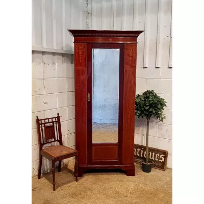 Edwardianischer Englischer Antiker Mahagoni Kleiderschrank ca. 1900