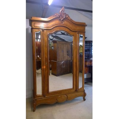 Französischer Antiker Spiegel Kleiderschrank ca. 1860